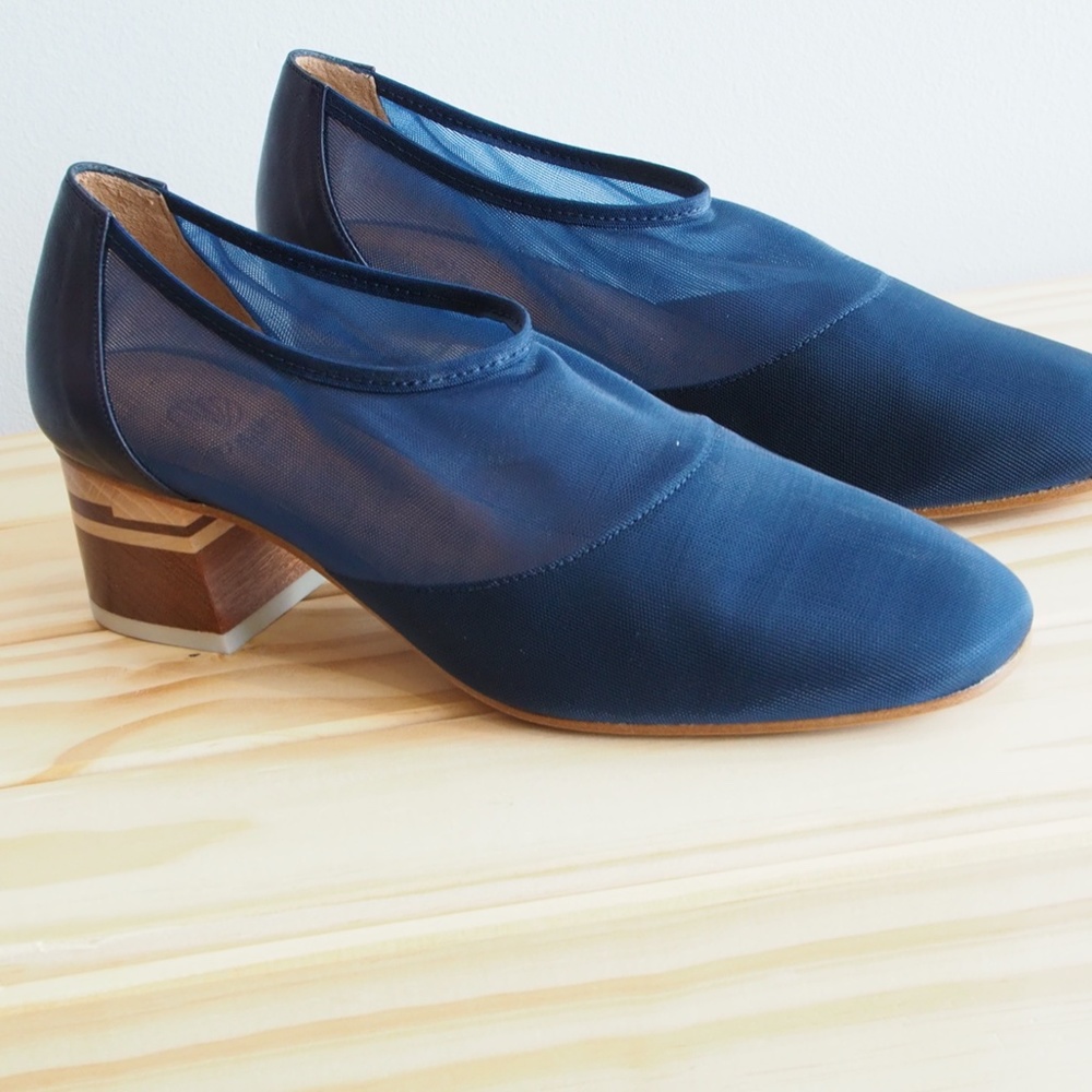 Coclico Euclid Heel in Navy Stretch Screen (mesh), Size 40 EU (9 US)